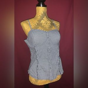 Finesse - Black Gingham Bustier Button Down top NWOT